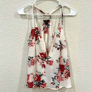 Rue21 White and Red Asymmetrical Camisole
